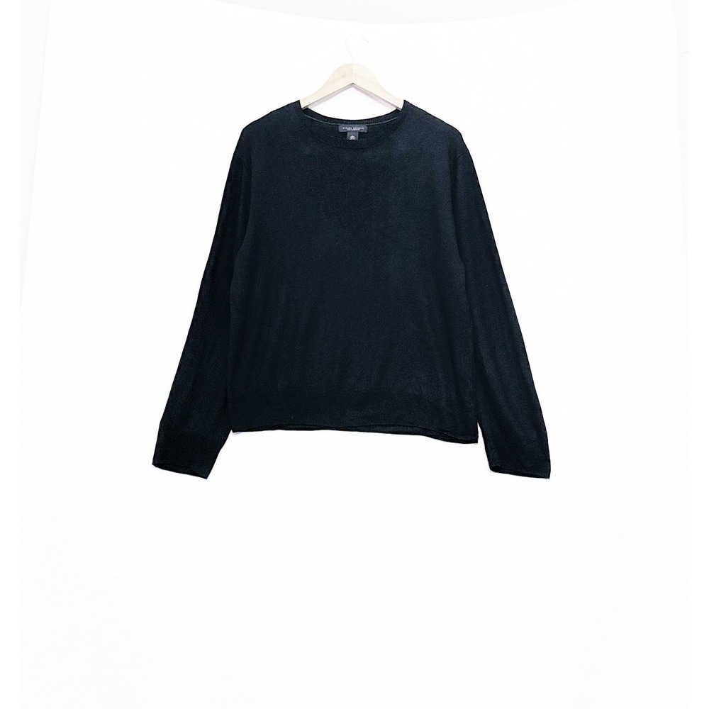 Banana Republic Sweater Mens Large Black Silk Cashmere Crew Neck Capsule Luxe